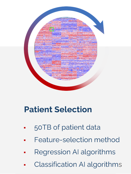 Select patients likely to respond. Data: patient
                         omics, method: deep neural net.